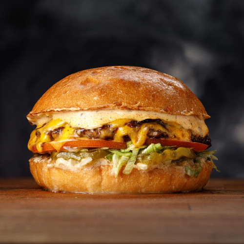 American Burger Simple + Papas Fritas