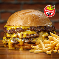 Cheese Burger Triple Sin TACC + Papas Fritas